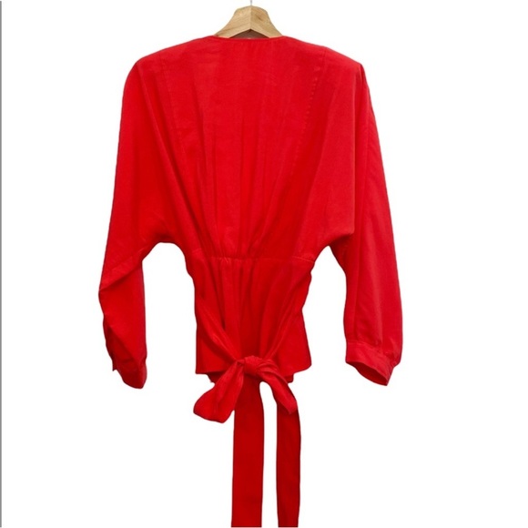 NWT Ba&sh Cola Wrap Top Crepe De Chine Blouse in Vermillion Size 2 - Picture 5 of 7